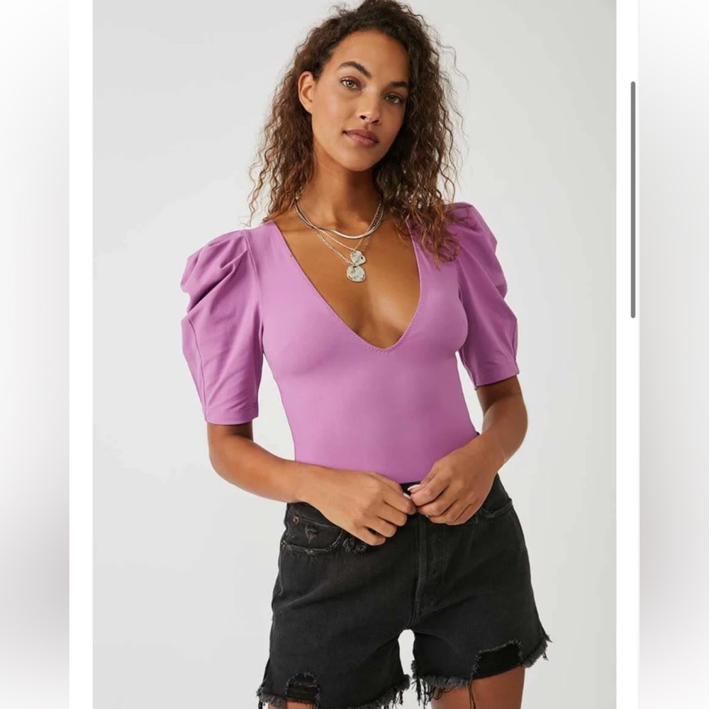 NWT Free People Intimately Va Va Voop Bodysuit in Wildberry Size Small